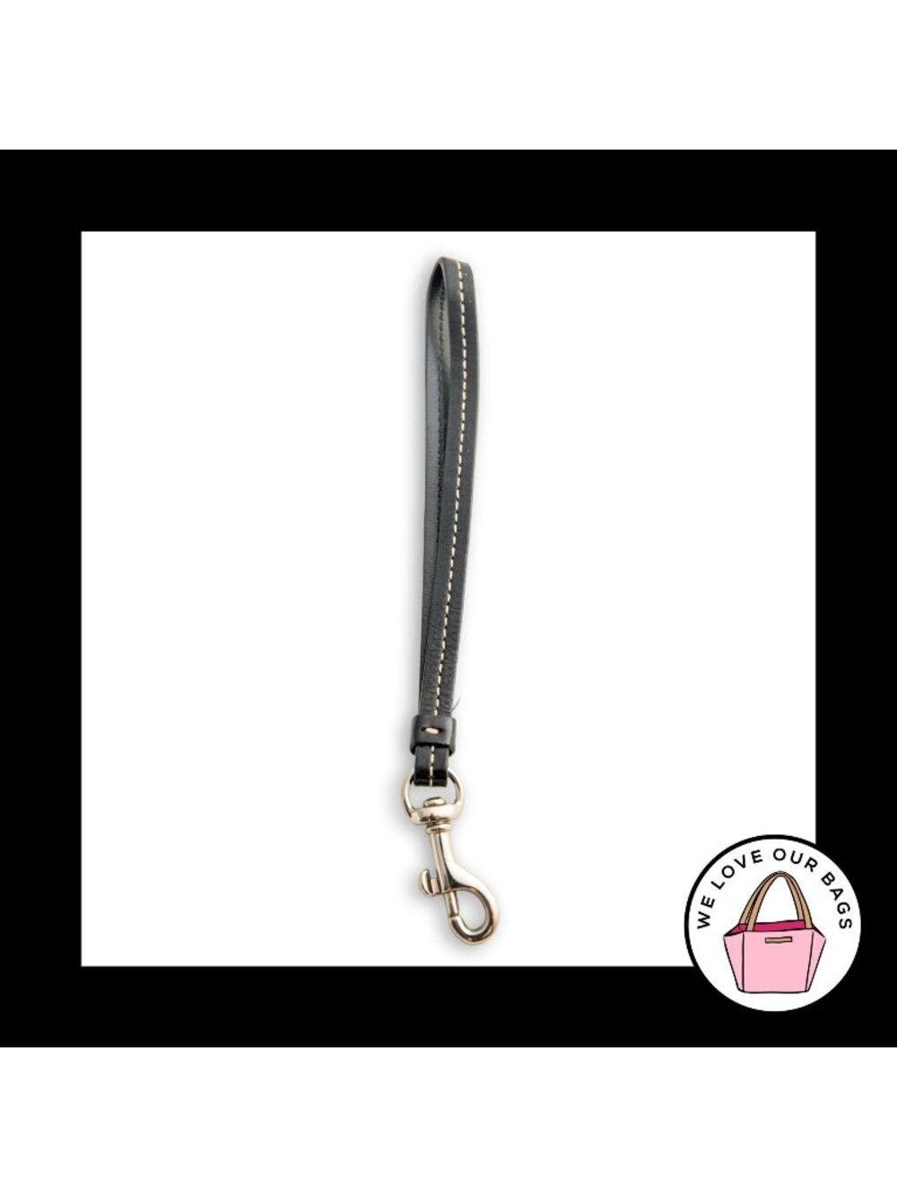 COACH WRISTLET STRAP Replacement Black Leather Silver Nickel Dog Leash